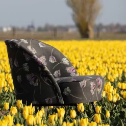 Wohnen Sessel<Grauer Samt Sessel mit Tulpen Lila - Kiyoshi