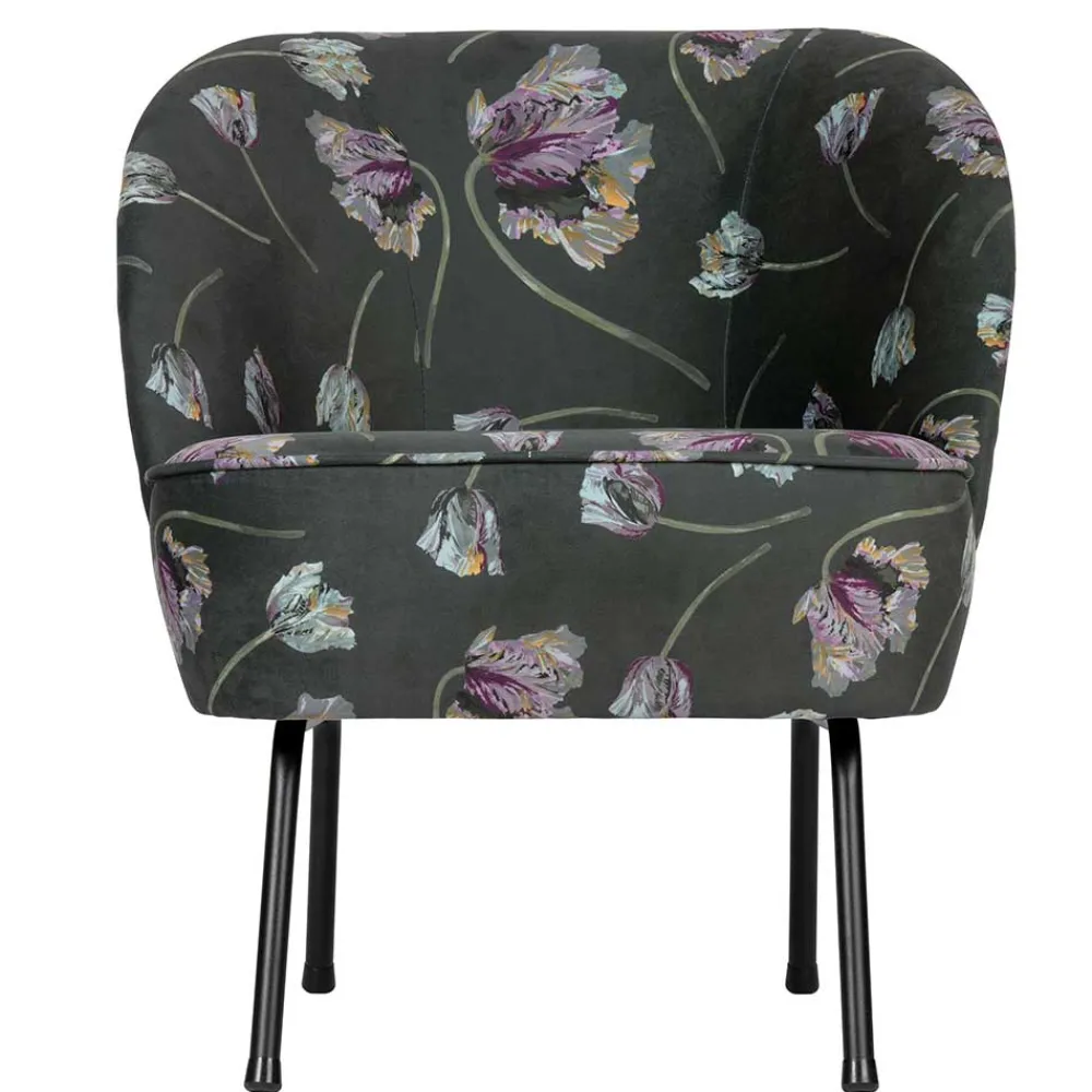 Wohnen Sessel<Grauer Samt Sessel mit Tulpen Lila - Kiyoshi