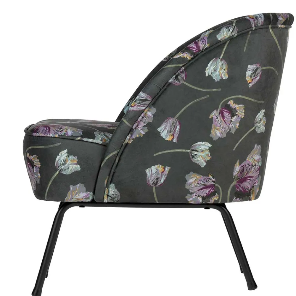 Wohnen Sessel<Grauer Samt Sessel mit Tulpen Lila - Kiyoshi