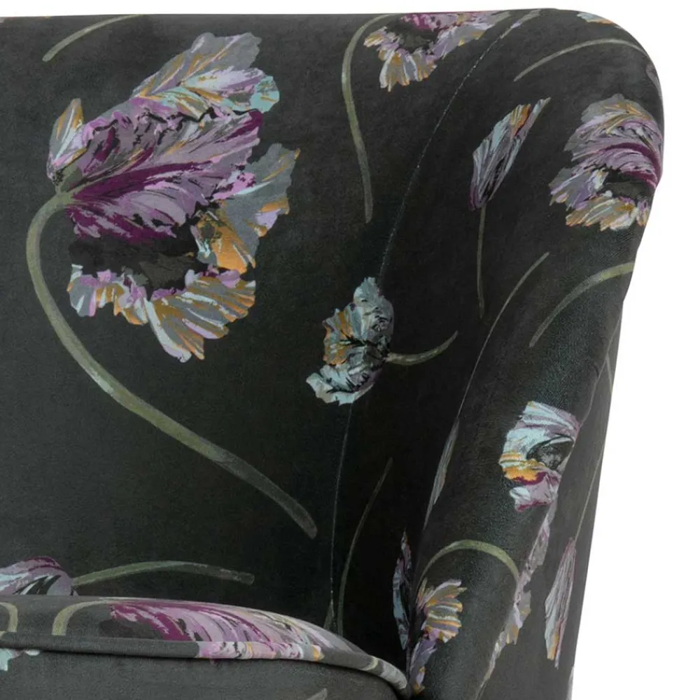 Wohnen Sessel<Grauer Samt Sessel mit Tulpen Lila - Kiyoshi