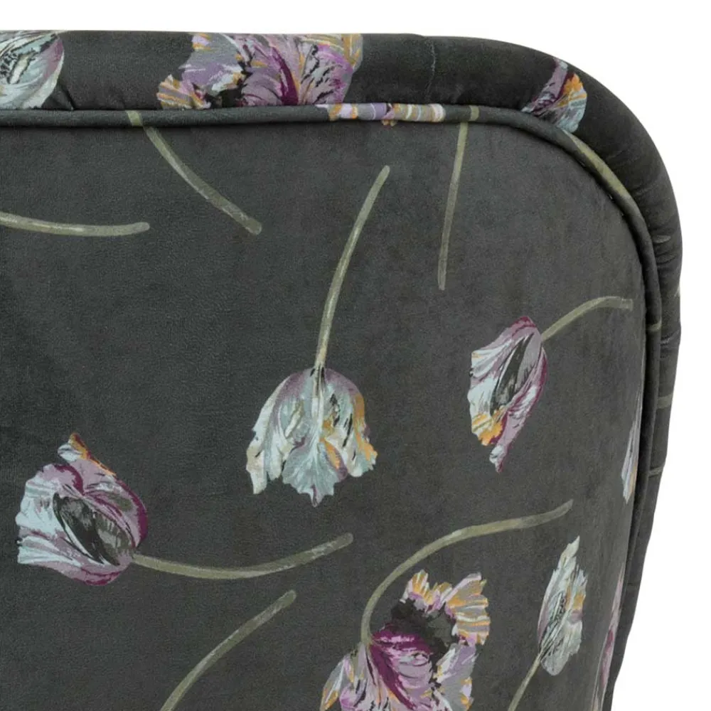 Wohnen Sessel<Grauer Samt Sessel mit Tulpen Lila - Kiyoshi
