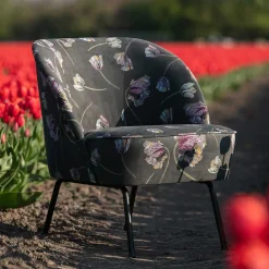 Wohnen Sessel<Grauer Samt Sessel mit Tulpen Lila - Kiyoshi