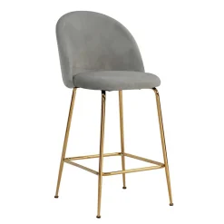 Wohnen Hocker|Stühle<Grauer Samt-Barstuhl im Retro Look - Hovalta (2er Set)