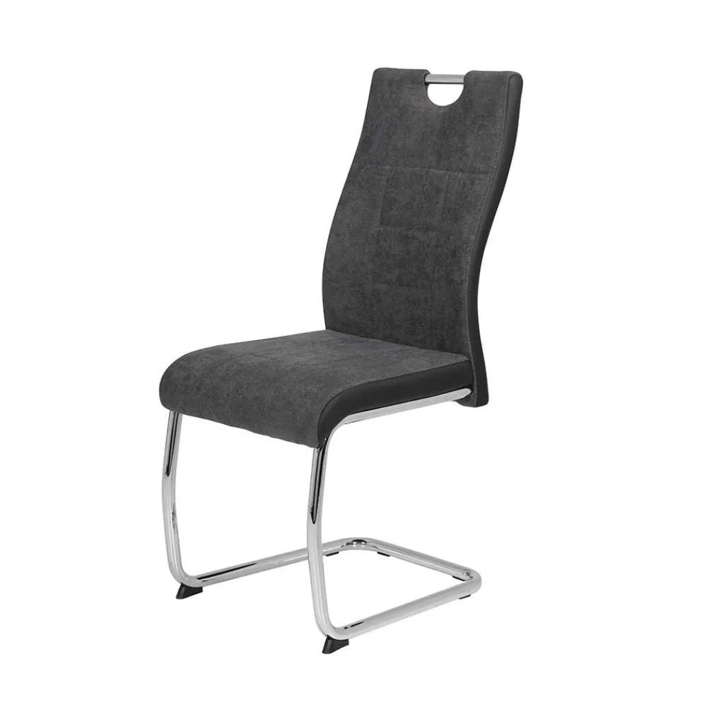Wohnen Sessel<Grauer Schwingstuhl mit Material Mix - Parvello (Set)