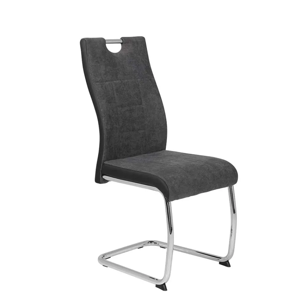 Wohnen Sessel<Grauer Schwingstuhl mit Material Mix - Parvello (Set)