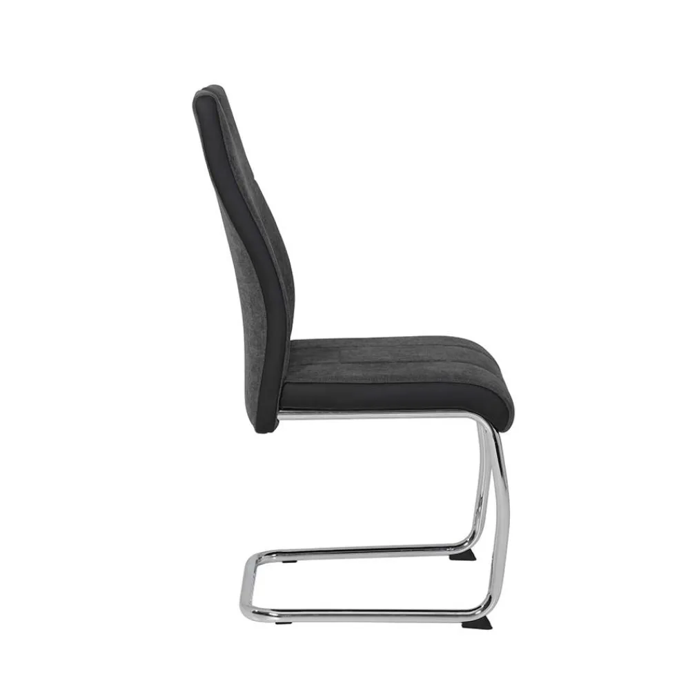 Wohnen Sessel<Grauer Schwingstuhl mit Material Mix - Parvello (Set)