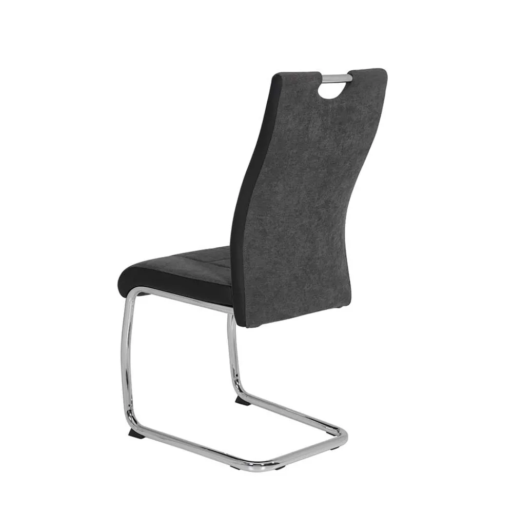 Wohnen Sessel<Grauer Schwingstuhl mit Material Mix - Parvello (Set)