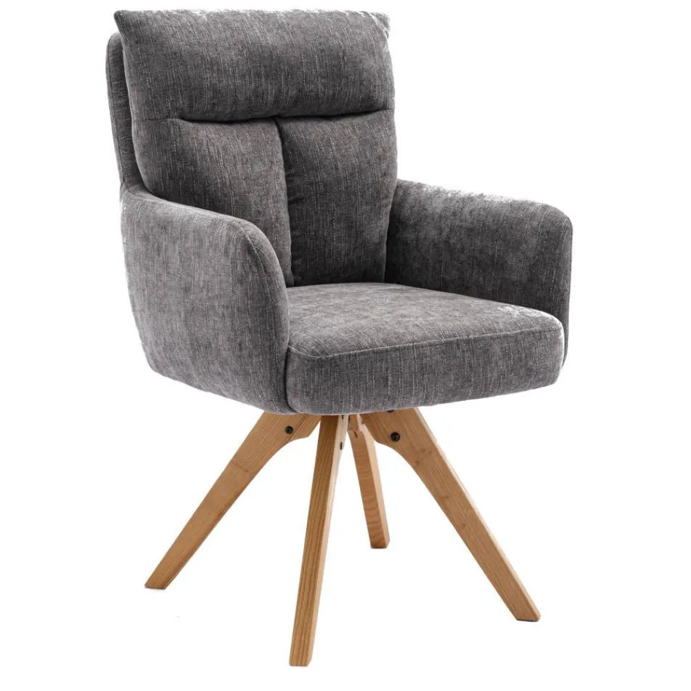 Wohnen Stühle<Grauer Tischsessel mit Federkern - Cregorian (2er Set)