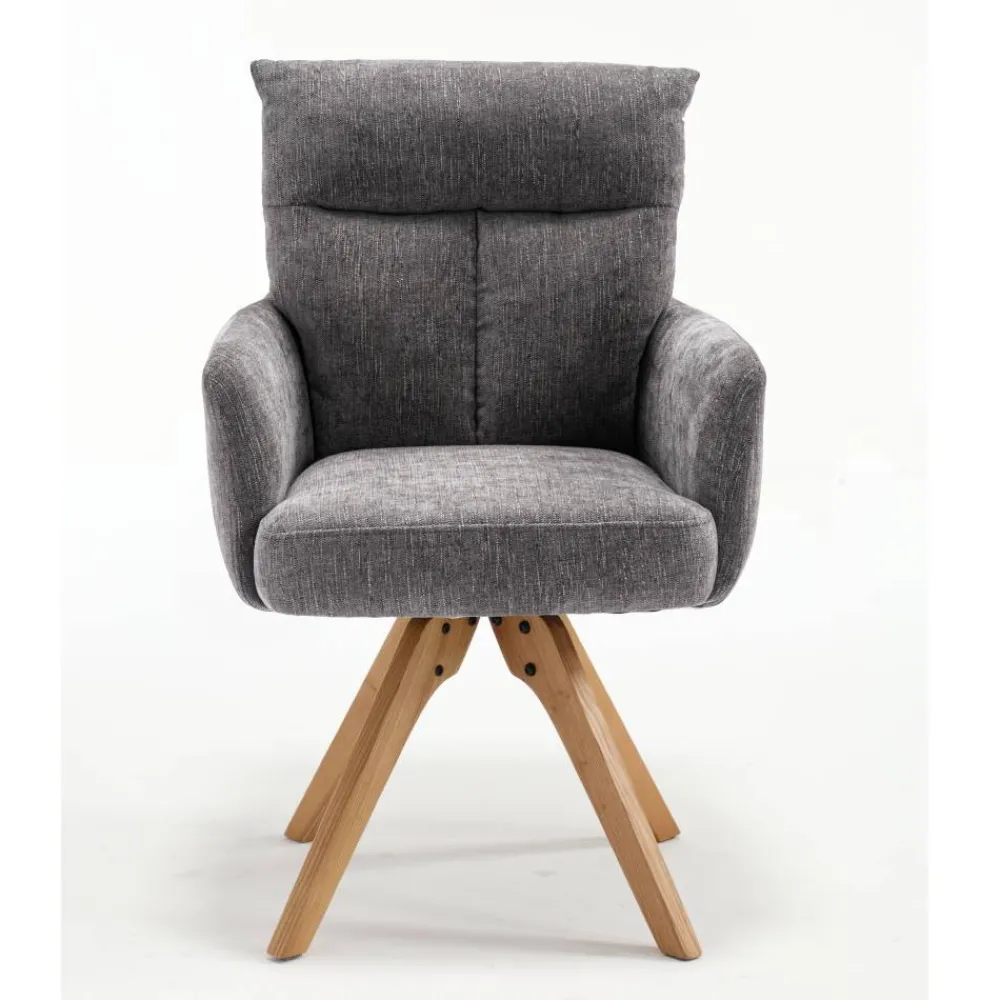 Wohnen Stühle<Grauer Tischsessel mit Federkern - Cregorian (2er Set)