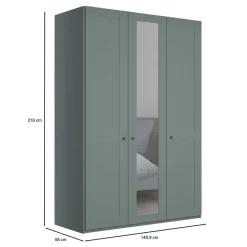 Wohnen Kleiderschränke<Graugrüner Kleiderschrank mit Metallgriffen - Rajavo II