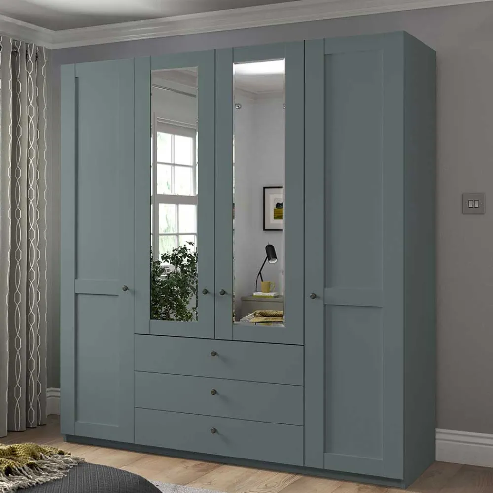 Wohnen Kleiderschränke<Graugrüner Kombi-Kleiderschrank 200 cm breit - Rajavo