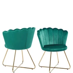 Wohnen Stühle<Grüne Muschelstühle aus Samt - Baly (2er Set)
