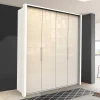 Wohnen Kleiderschränke<Großer Gleittüren Kleiderschrank in Creme Glasbeschichtung - Zidarie