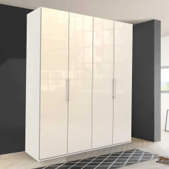 Wohnen Kleiderschränke<Großer Gleittüren Kleiderschrank in Creme Glasbeschichtung - Zidarie