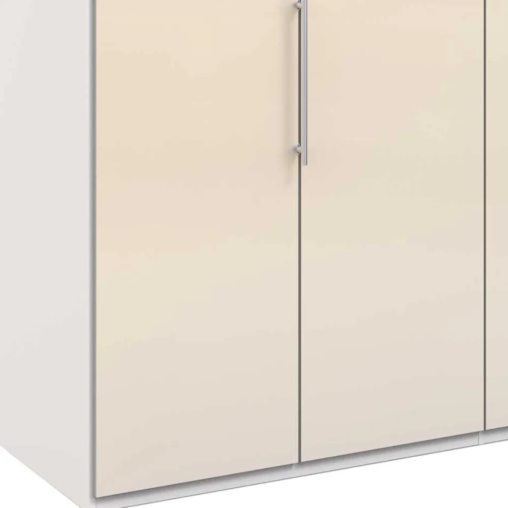 Wohnen Kleiderschränke<Großer Gleittüren Kleiderschrank in Creme Glasbeschichtung - Zidarie