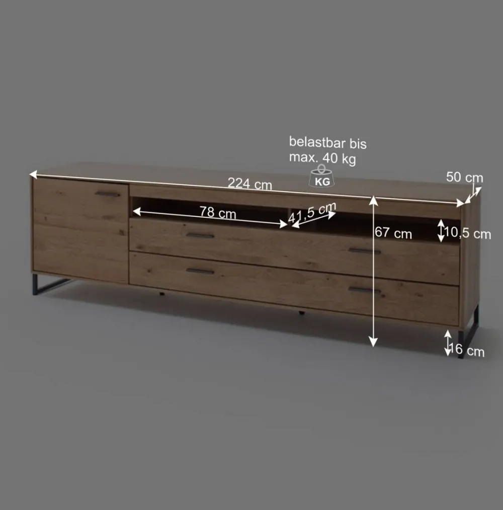 Wohnen Wohnwände<Großes Design TV Board & Wandregal - Assela (zweiteilig)