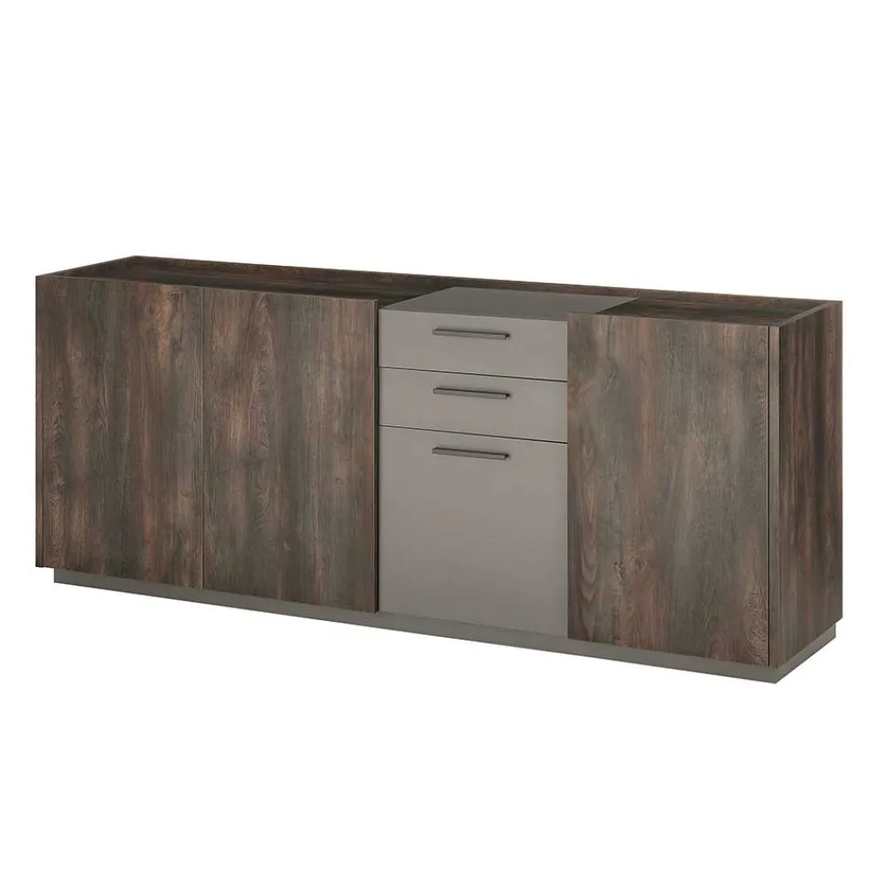 Wohnen Sideboards<Großes Sideboard in Eiche Dunkel und Anthrazit - Mundo