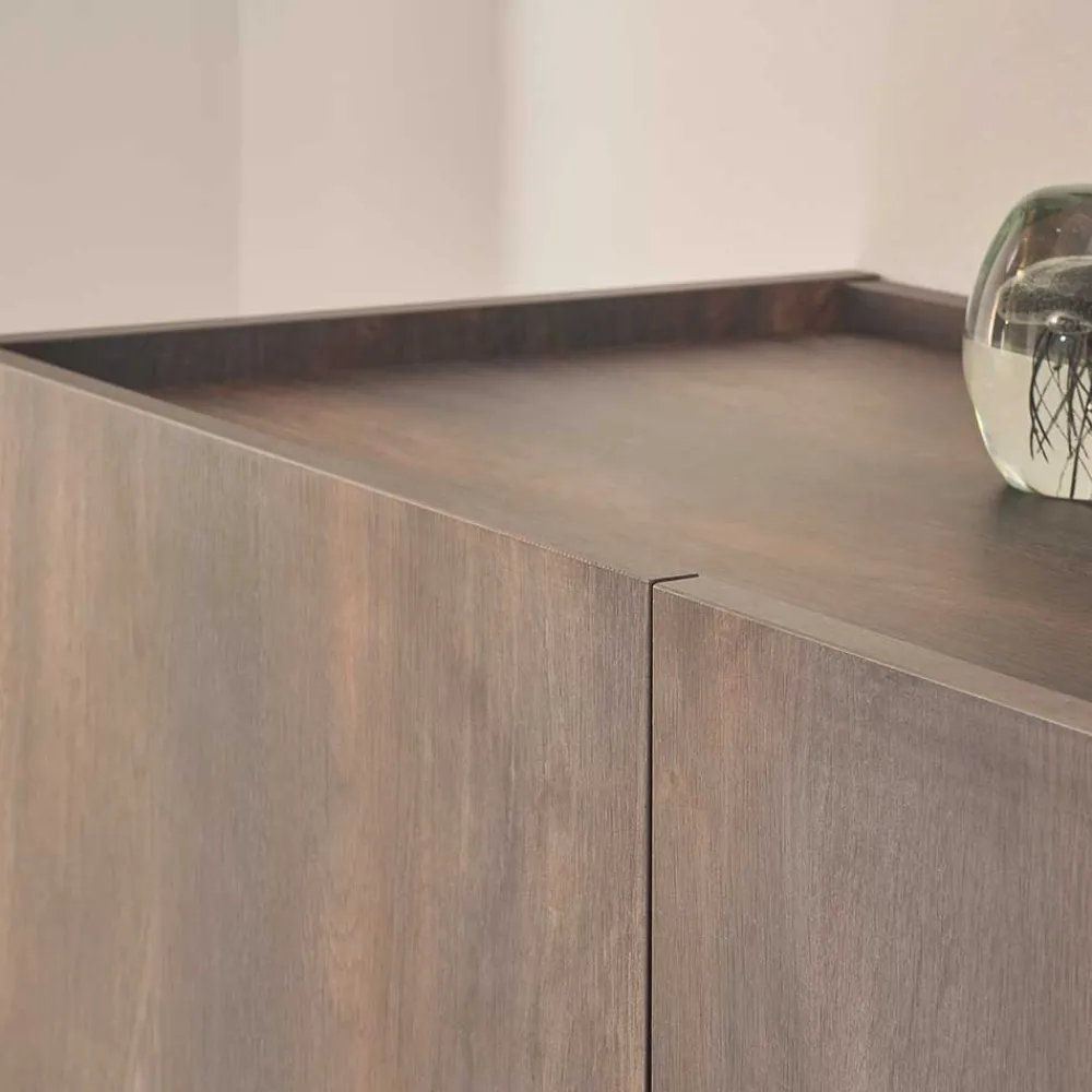 Wohnen Sideboards<Großes Sideboard in Eiche Dunkel und Anthrazit - Mundo