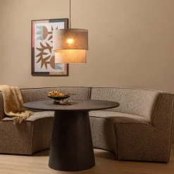Wohnen Sitzbank<Halbrundes Esstischsofa in Dunkelbraun - Sentiagamo