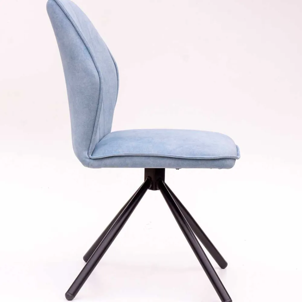Wohnen Stühle<Hellblauer Esstisch-Stuhl mit Metallgestell - Lescalier (2er Set)