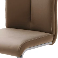 Wohnen Sessel|Stühle<Hellbrauner Freischwinger Stuhl Carihm mit Kunstleder (4er Set)
