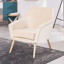 Wohnen Sessel<Heller Sessel in Creme Samtvelours - Agnesco