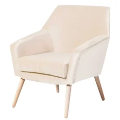 Wohnen Sessel<Heller Sessel in Creme Samtvelours - Agnesco