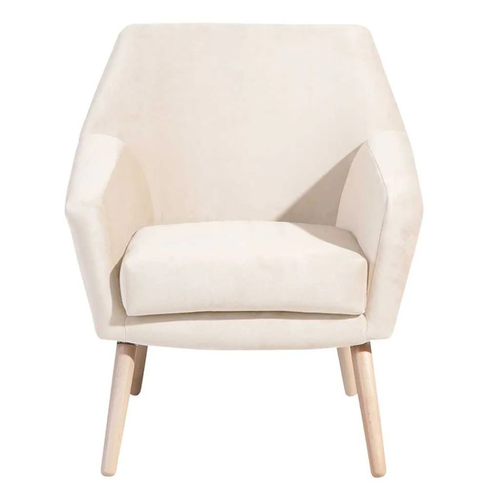 Wohnen Sessel<Heller Sessel in Creme Samtvelours - Agnesco