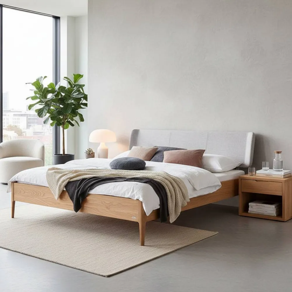 Wohnen Betten<Helles Bett aus geölter Eiche modern - Fachet