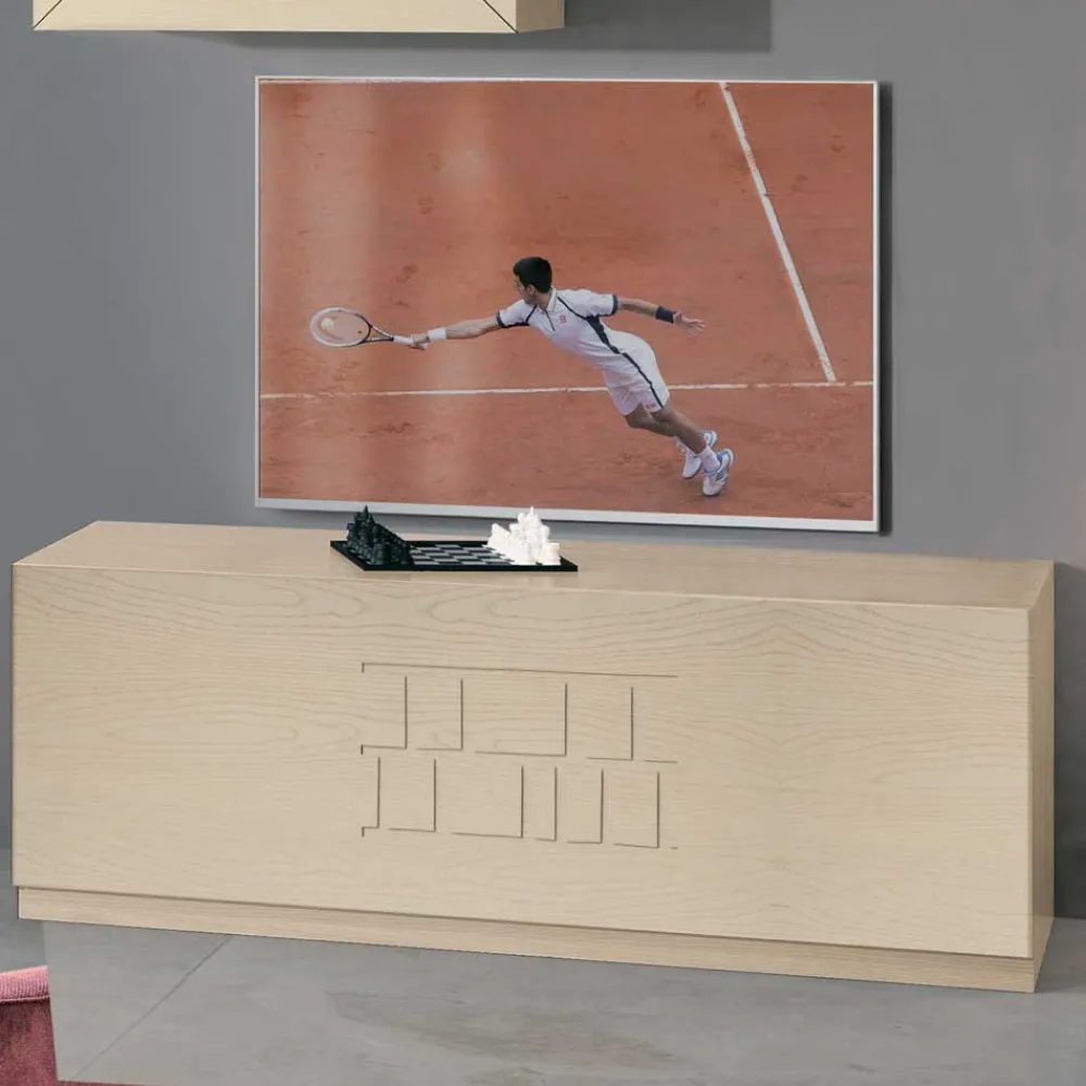 Wohnen Tv & Hifi-Möbel|Lowboards<Helles Esche TV Board mit Klappe - Odillava