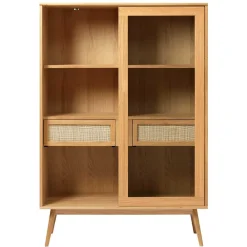 Wohnen Highboards|Vitrinen<Helles Highboard mit Glas in Natur - Saltenas