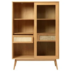 Wohnen Highboards|Vitrinen<Helles Highboard mit Glas in Natur - Saltenas