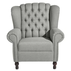 Wohnen Sessel<Hellgrauer Chesterfield-Sessel mit Ohren - Barreff