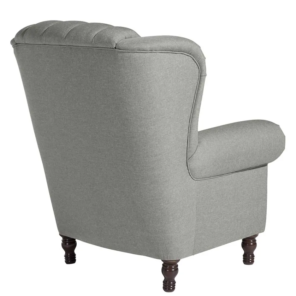 Wohnen Sessel<Hellgrauer Chesterfield-Sessel mit Ohren - Barreff