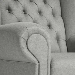 Wohnen Sessel<Hellgrauer Chesterfield-Sessel mit Ohren - Barreff
