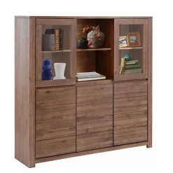 Wohnen Highboards|Vitrinen<Highboard aus Akazie Massivholz und Glas - Ruffes