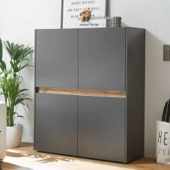 Wohnen Highboards<Highboard in Anthrazit & Wildeiche Dekor - Ahilav