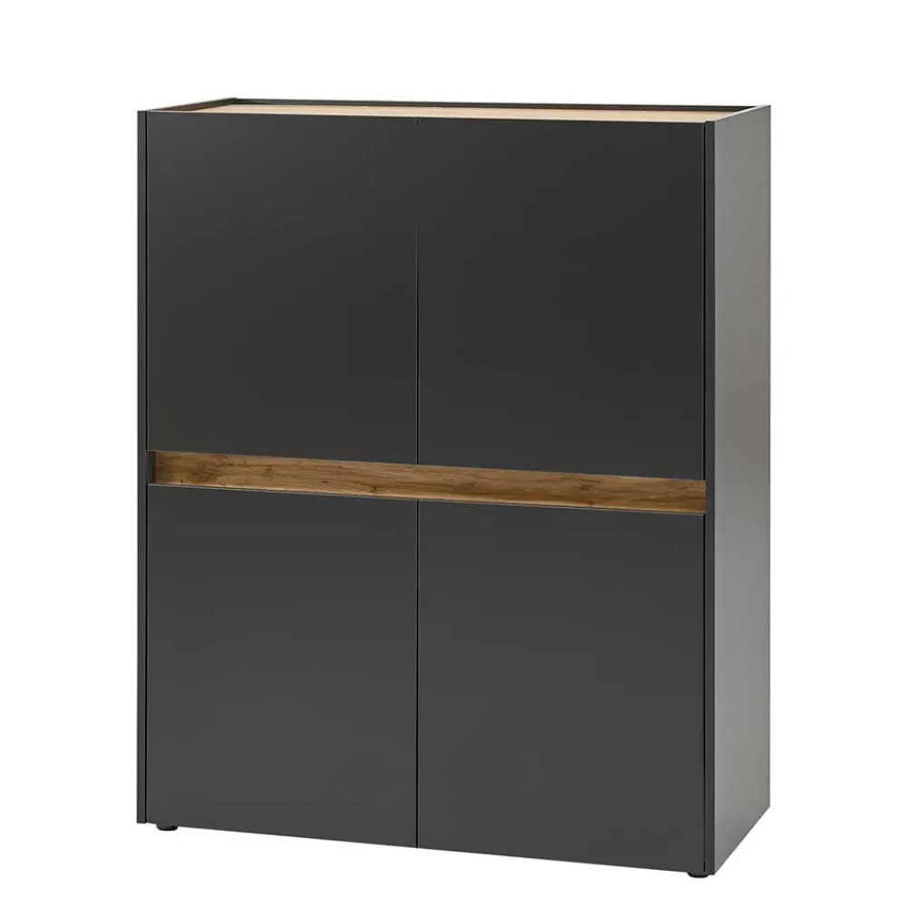 Wohnen Highboards<Highboard in Anthrazit & Wildeiche Dekor - Ahilav