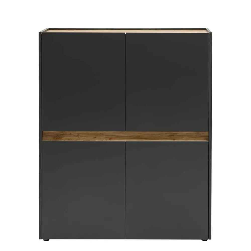 Wohnen Highboards<Highboard in Anthrazit & Wildeiche Dekor - Ahilav