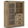 Wohnen Highboards<Highboard in Eiche Dunkel mit Glaseinsatz - Hilary