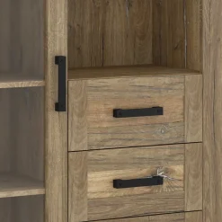 Wohnen Highboards<Highboard in Eiche Dunkel mit Glaseinsatz - Hilary