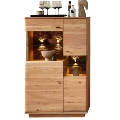 Wohnen Highboards|Vitrinen<Highboard in Esche und Wildeiche mit Glas - Cassna