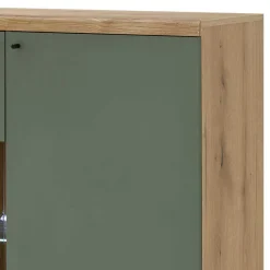 Wohnen Highboards|Vitrinen<Highboard in Graugrün und Wildeiche - Oliva