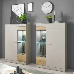 Wohnen Highboards<Highboard in Hellgrau & Zinneiche NB - Lioscas