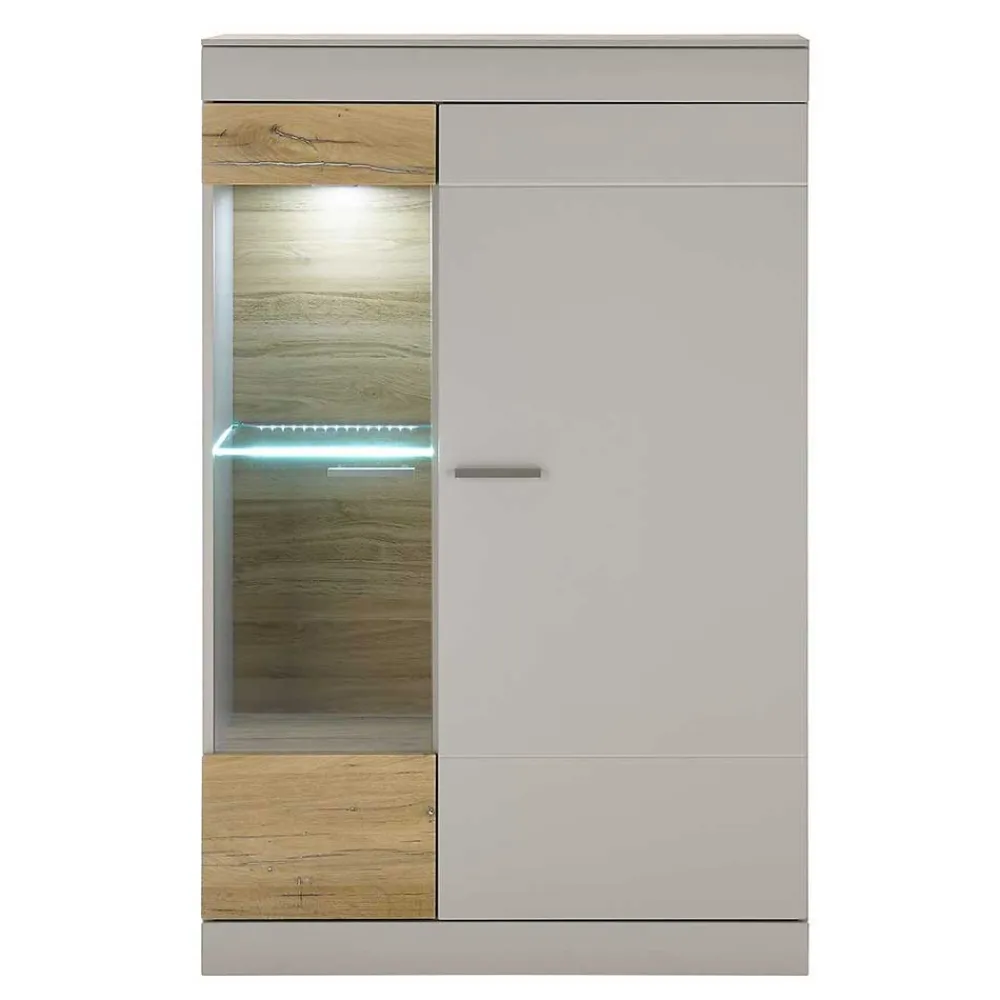 Wohnen Highboards<Highboard in Hellgrau & Zinneiche NB - Lioscas