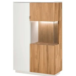 Wohnen Vitrinen<Highboard in Weiß und Eiche Bianco - Miloris