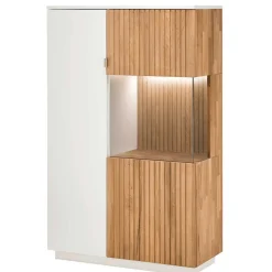 Wohnen Vitrinen<Highboard in Weiß und Eiche Bianco - Miloris