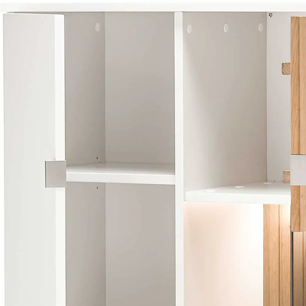Wohnen Vitrinen<Highboard in Weiß und Eiche Bianco - Miloris