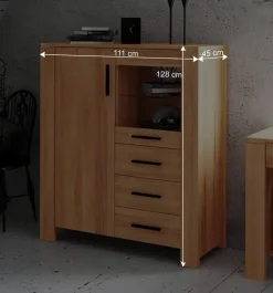 Wohnen Highboards<Highboard Kommode Mosniak aus Kernbuche Massivholz