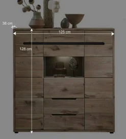 Wohnen Highboards<Highboard mit 3 Türen & 2 Schubladen - Zelio